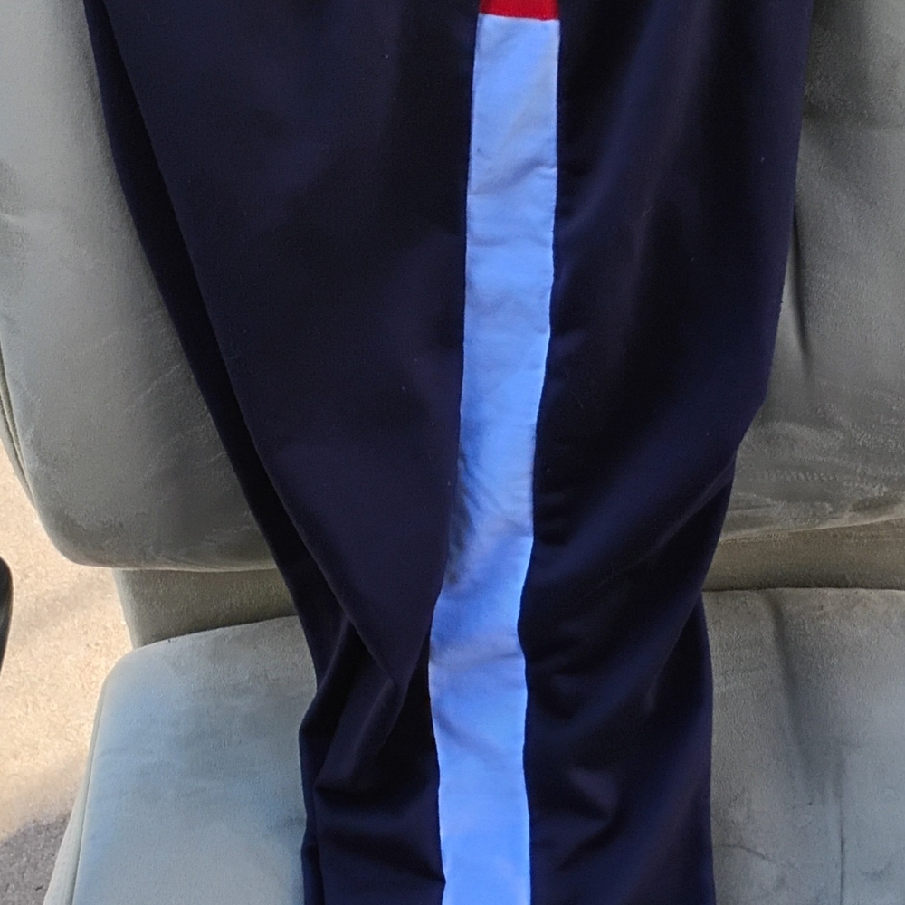 Stylish Black Women's Track Pants with Blue and Red Stripes